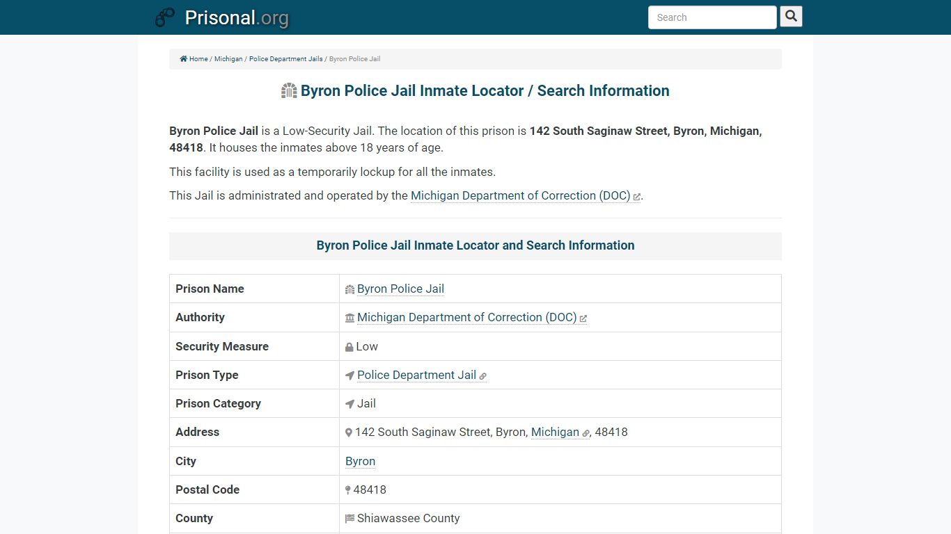 Byron Police Jail-Inmate Locator/Search Info, Phone, Fax ...